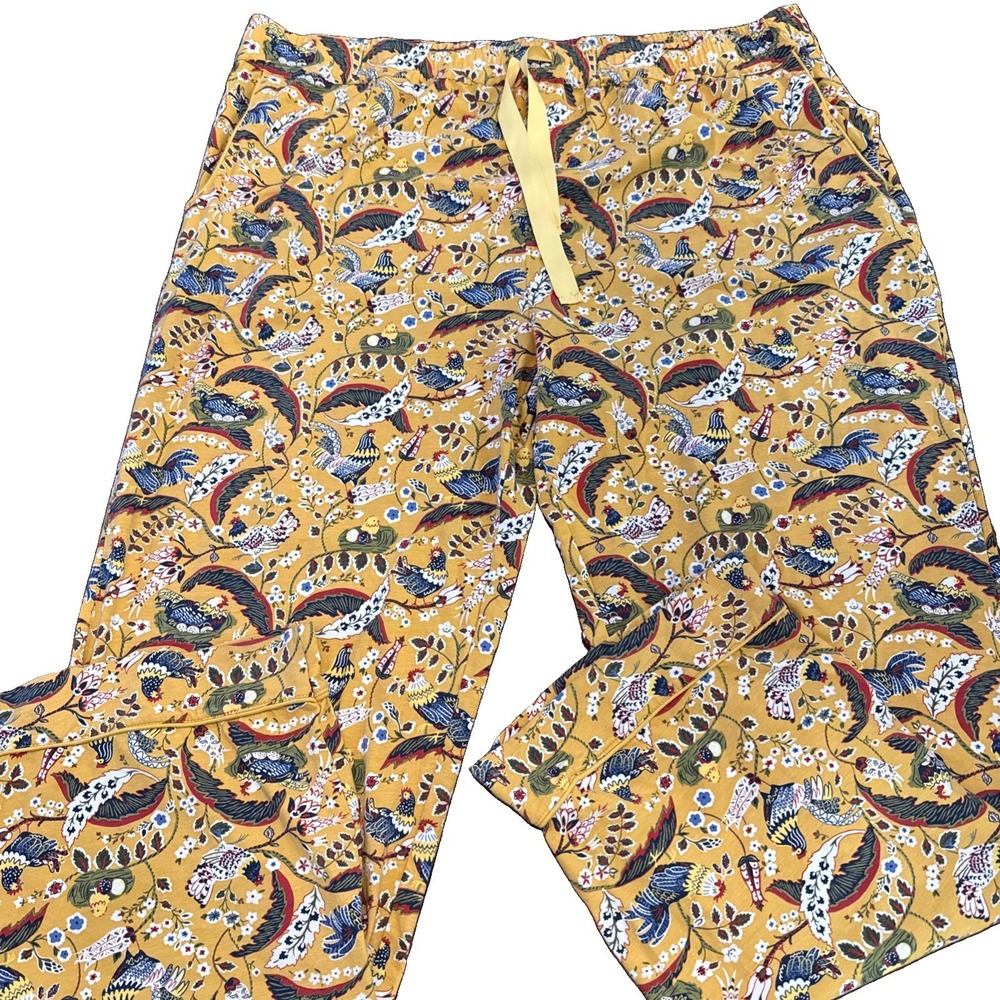 vera bradley pajama pants Women's Size XL French Hens Cotton Knit Drawstring
